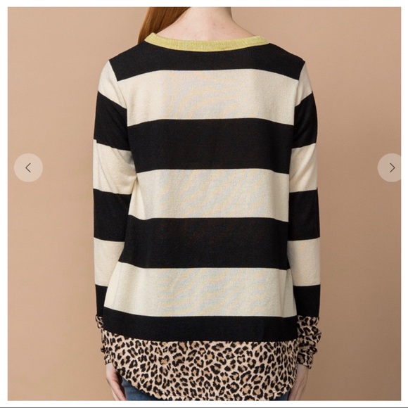 Fabulous striped Print with leopard trim tunic top - Picture 5 of 6
